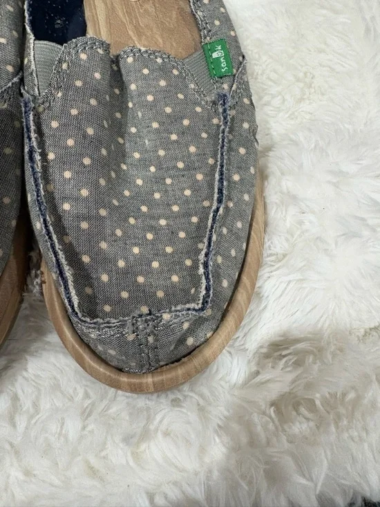 Sanuk Blue Canvas Polka Dot Slip-Ons - Picture 7 of 7